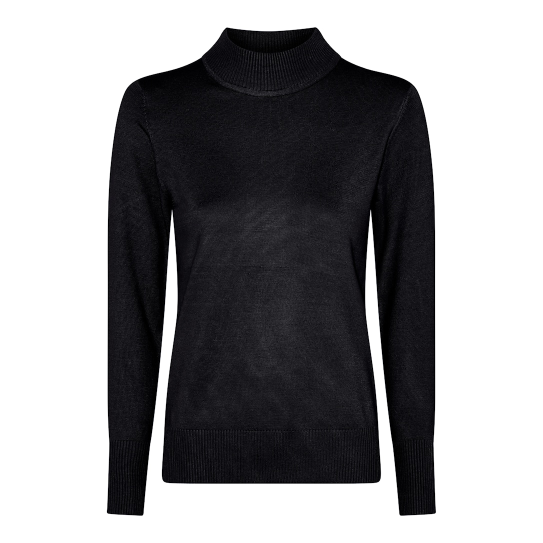 MICHA Strikbluse Dame Høj Hals Viscose Strik - Navy - M
