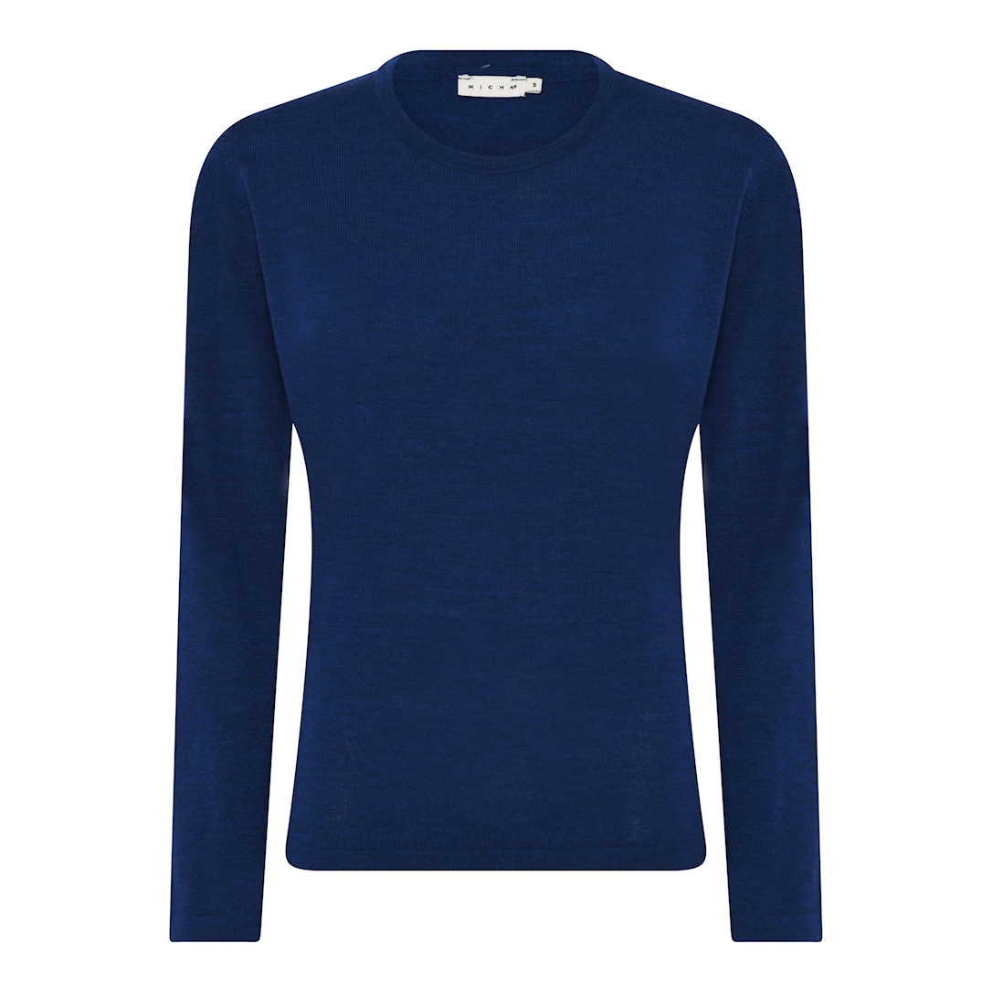 MICHA Strik Uld - Blå Print - L