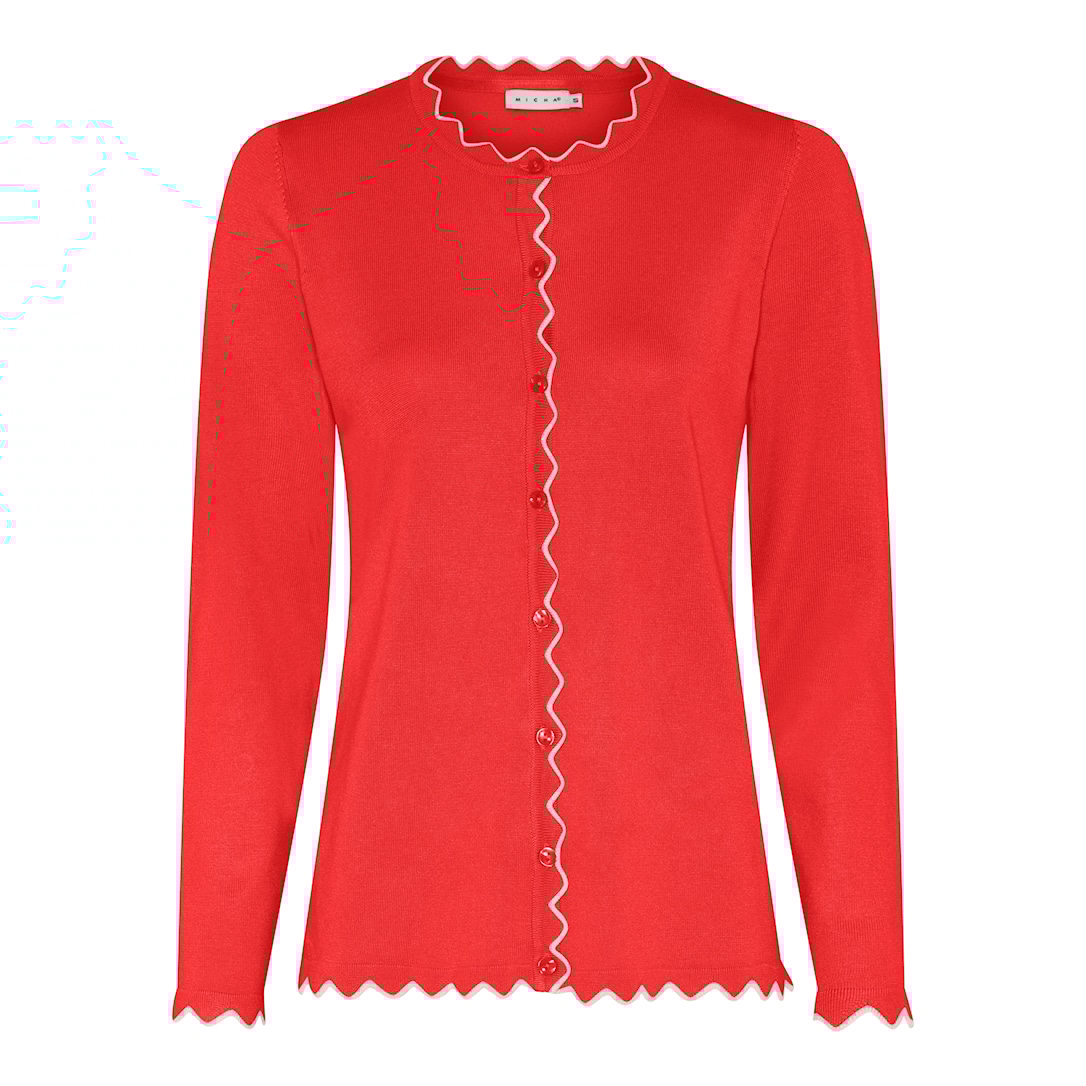 MICHA Viscose Strik med Kant - Rød - XXL