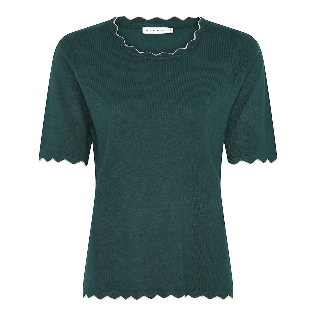 MICHA Viscose Strik med Kant - Mørkegrøn - L
