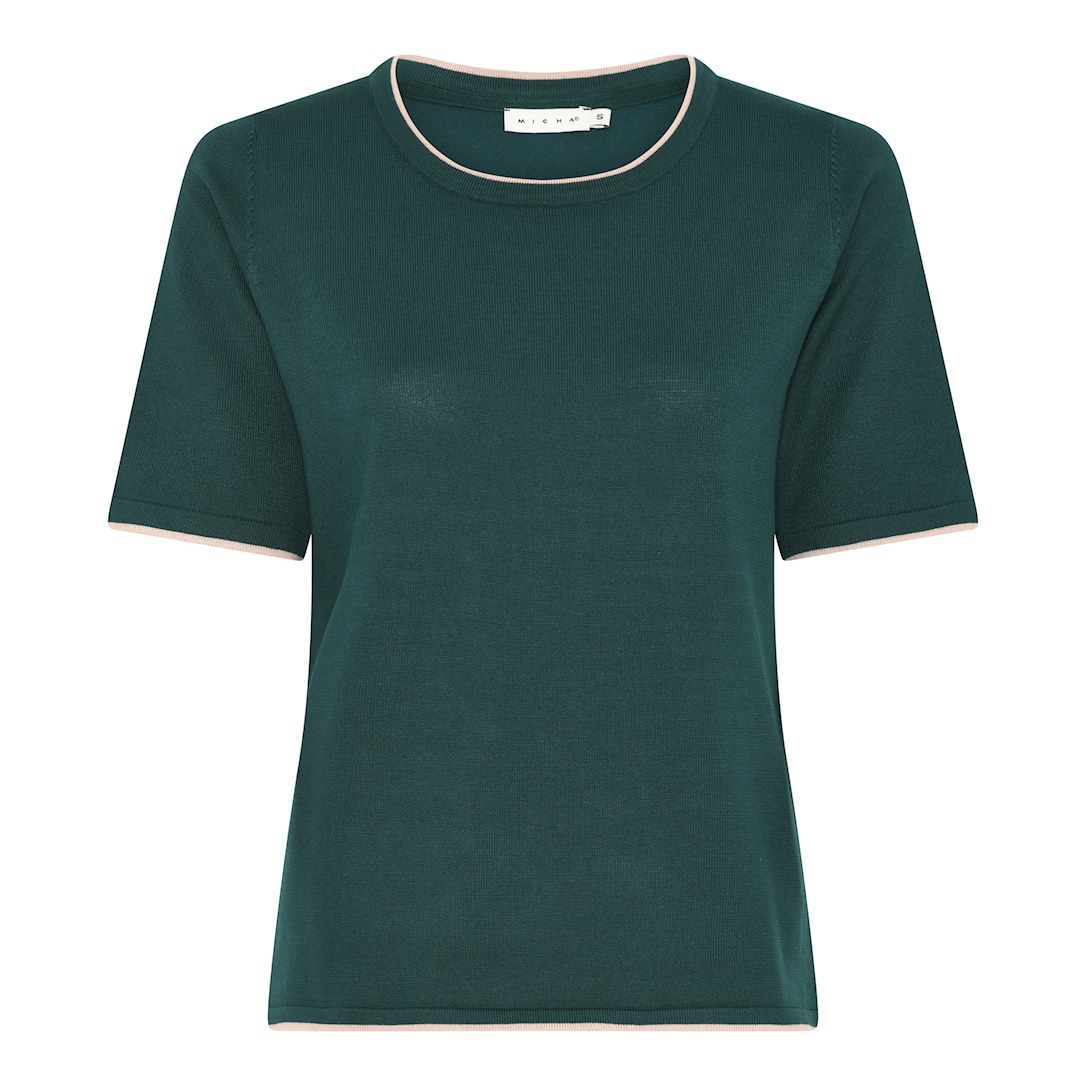 MICHA Viscose Strik med Kant - Mørkegrøn - L