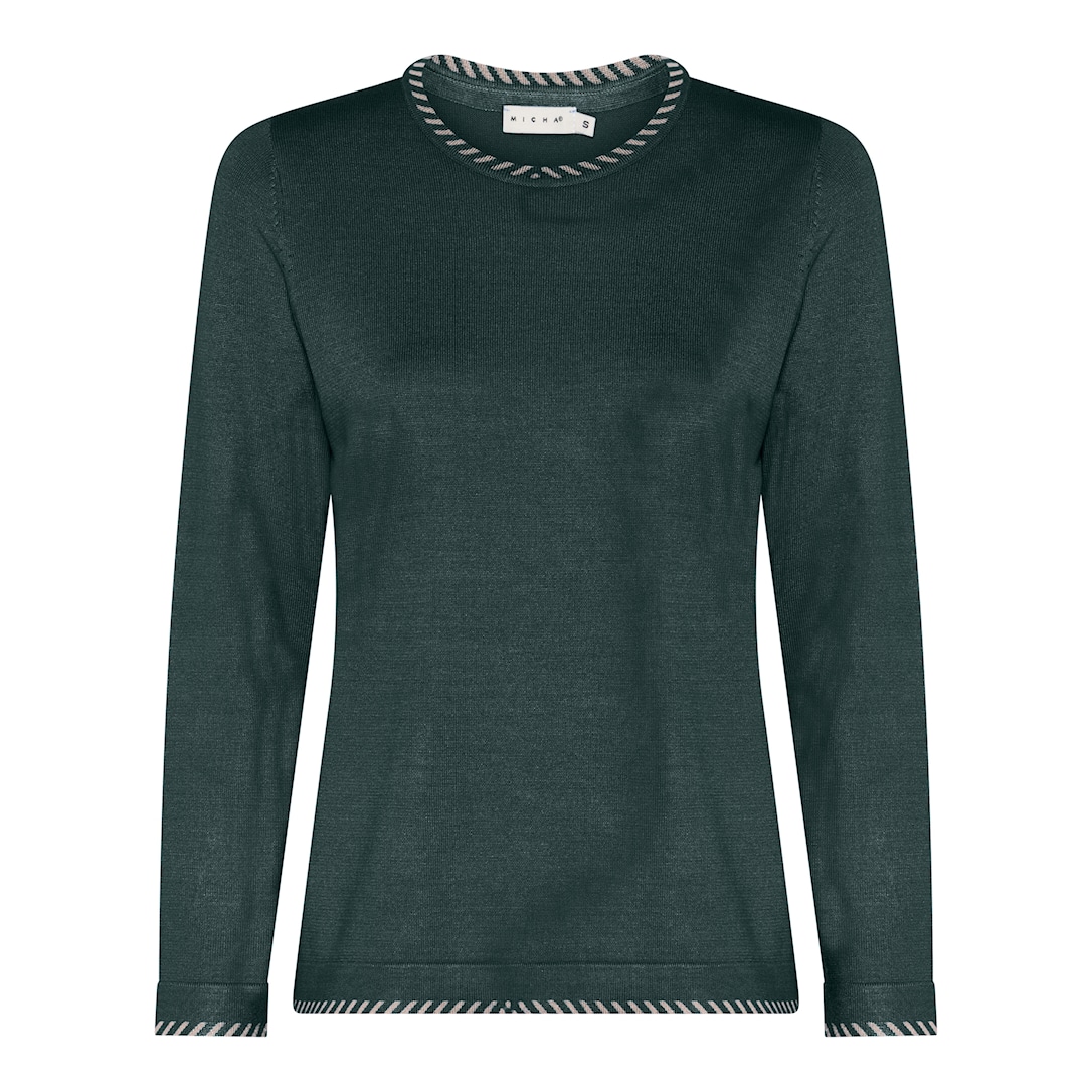 MICHA Viscose Strik w. Kant - Mørkegrøn - L