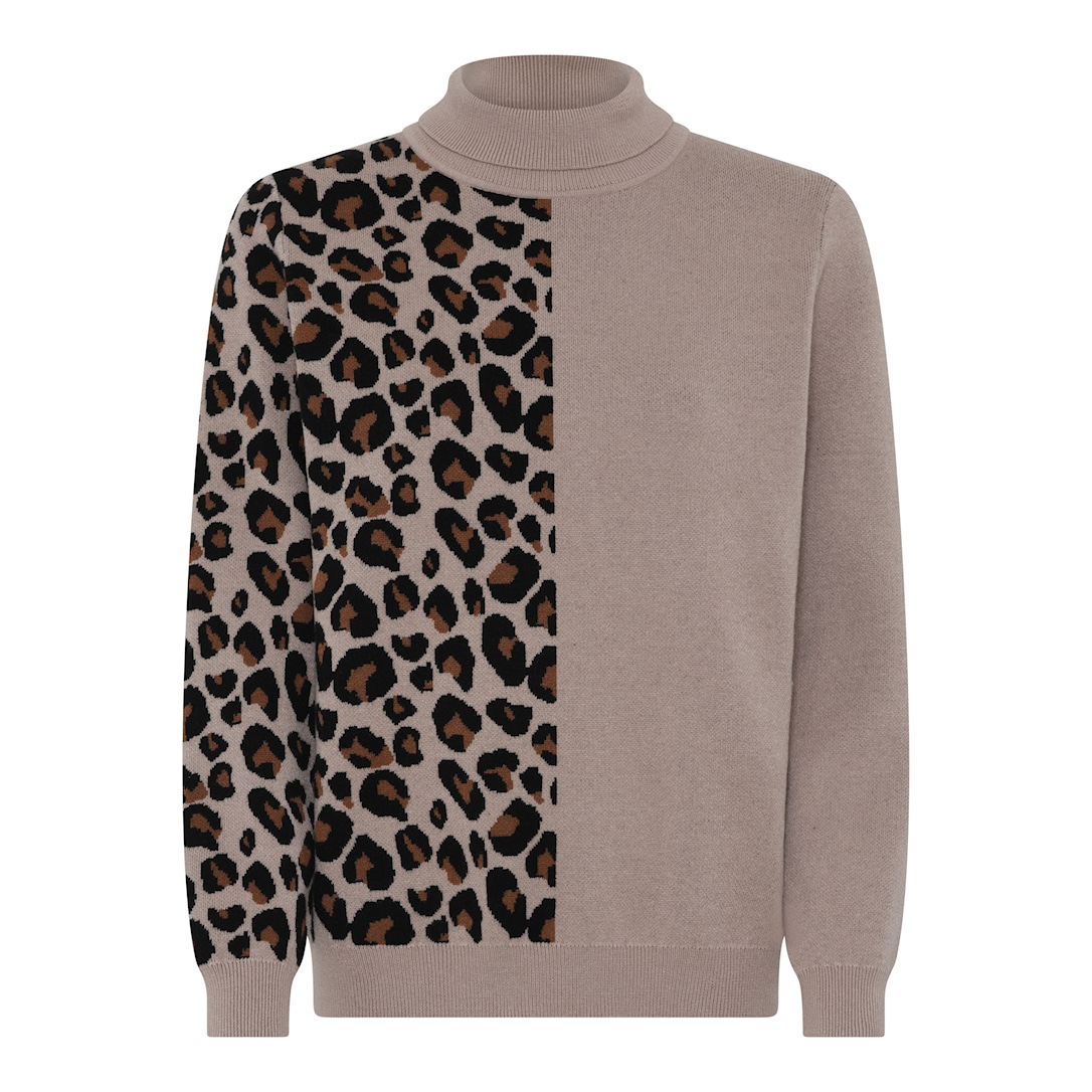 MICHA Ny Leopard Strik - Kamel/Sort - L