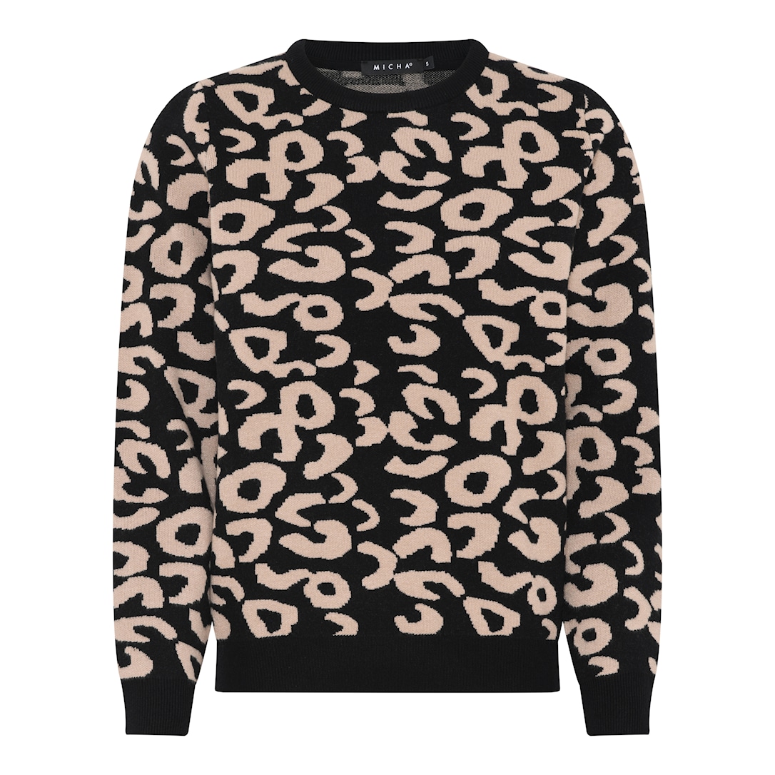 MICHA Ny Leopard Strik - Sort/Kamel - XL