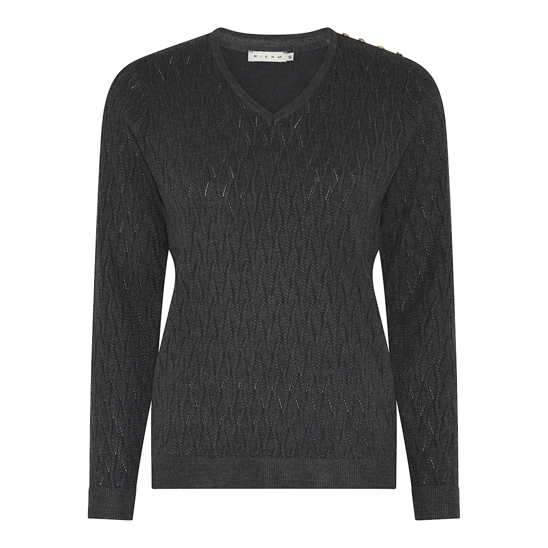 MICHA Elegant Viscose Strik - Koksgrå Mel. - L