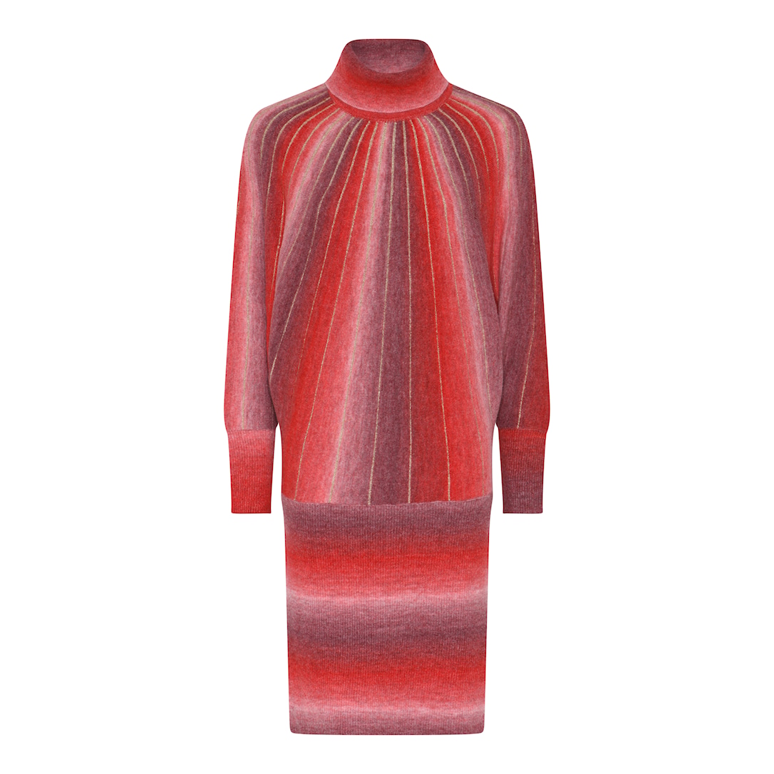 MICHA Bat Wing Sleeve Strik - Rød Print - L