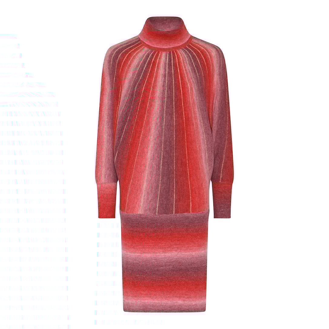 MICHA Bat Wing Sleeve Strik - Rød Print - L