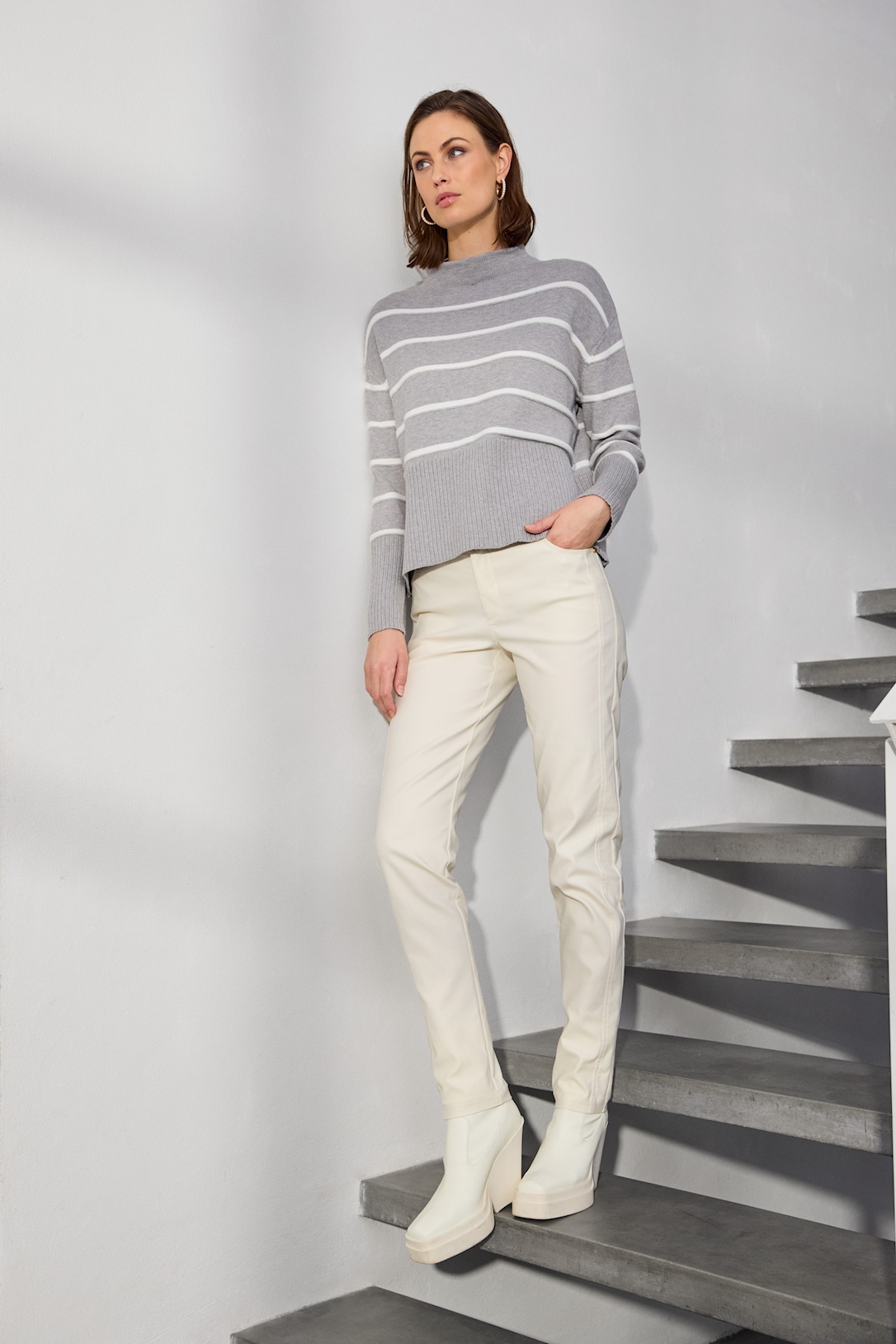 MICHA Comfy Strik - Grå/Offwhite - M