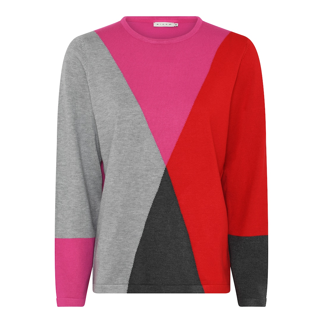 MICHA Eco Vero Block Strik - Pink/Grå - L