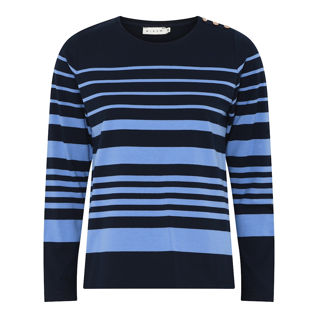 MICHA T-shirt Stribet - Blå/Grå - M