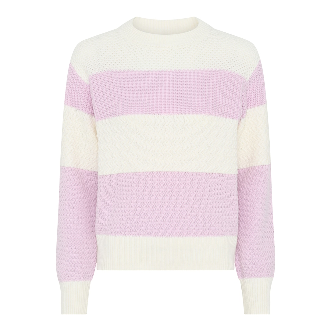 MICHA Mix Pattern Strik - Rosa/Offwhite - L