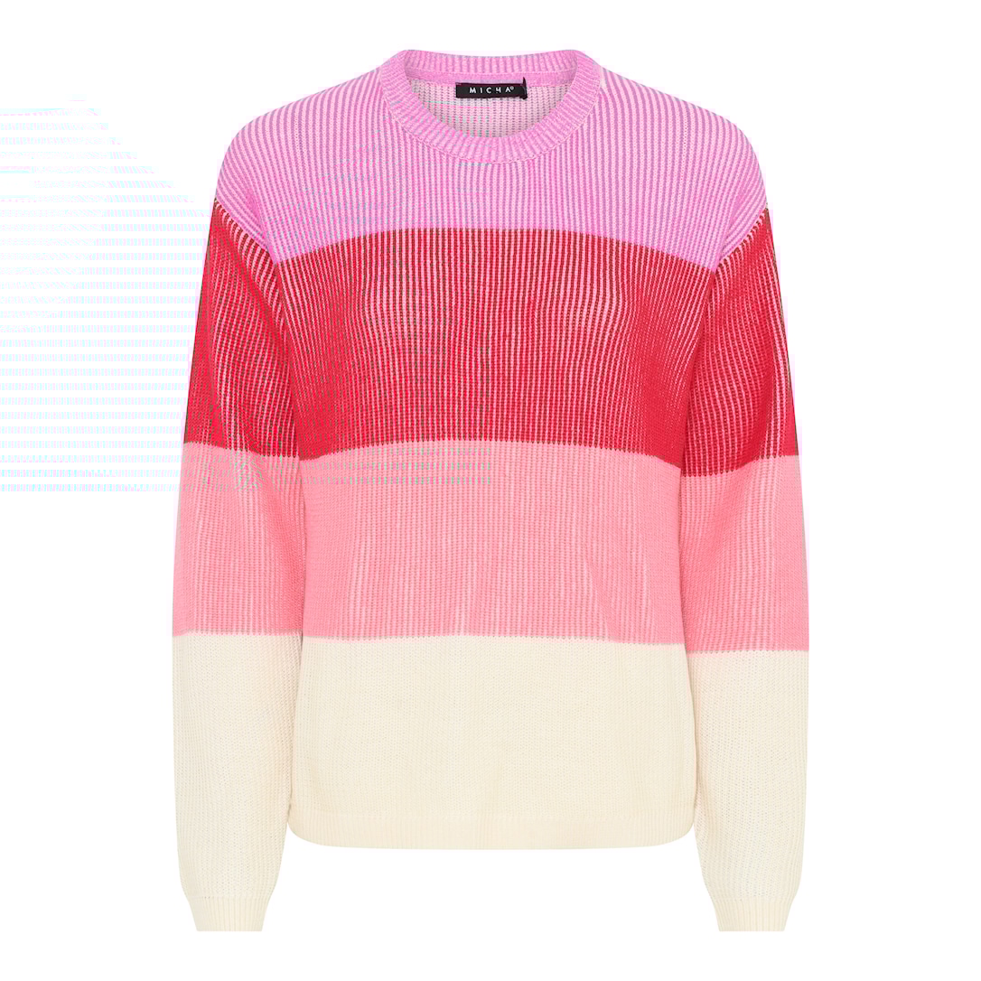MICHA Vertical Stribet Strik - Pink/Rød - L