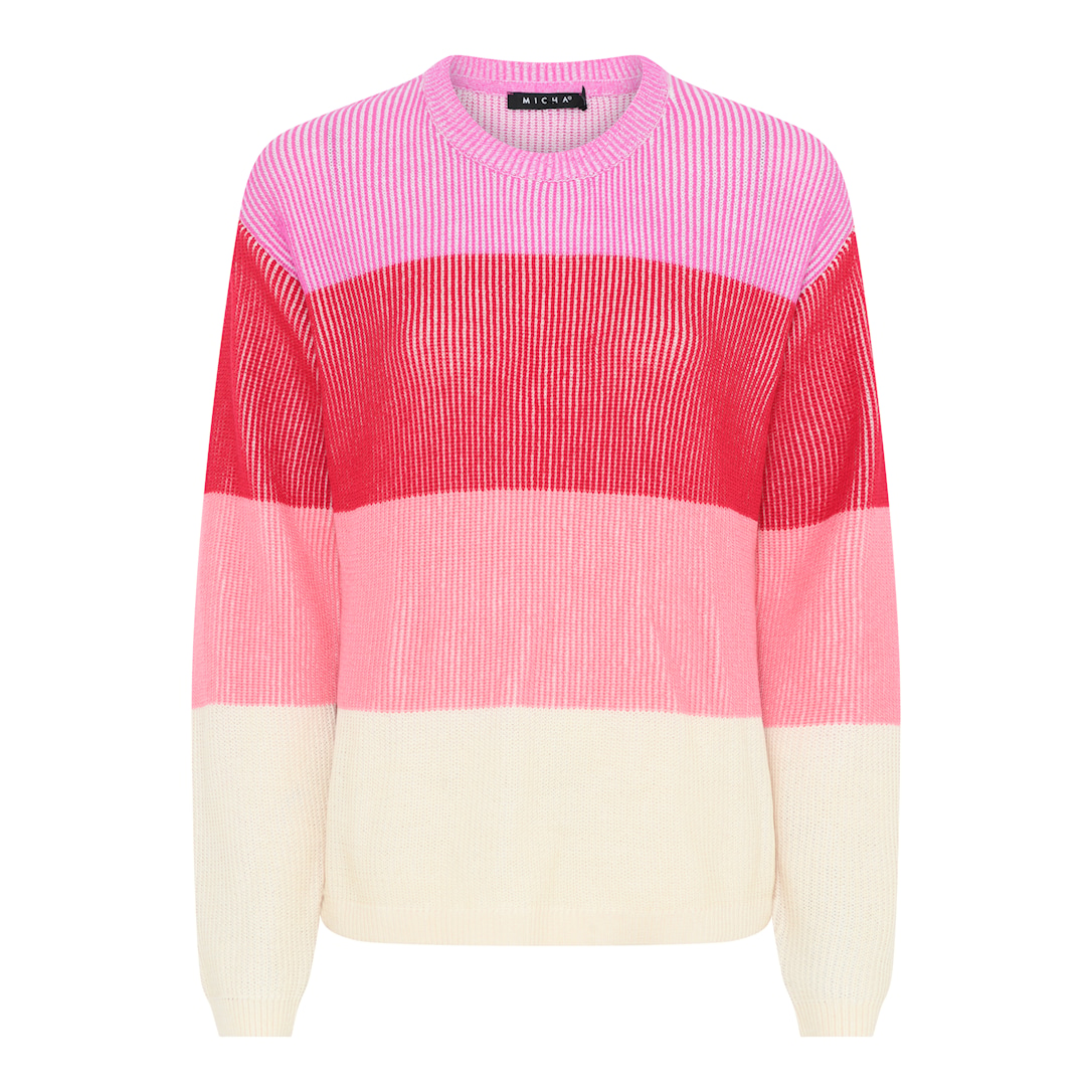 MICHA Vertical Stribet Strik - Pink/Rød - L