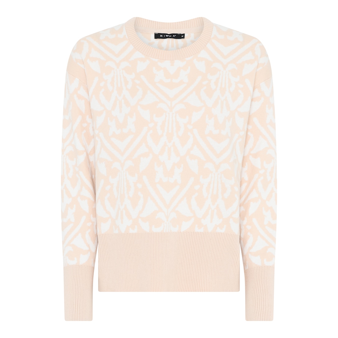 MICHA Jacquard Pattern Strik - Vanilje/Offwhite - L