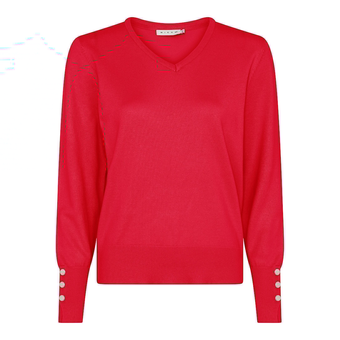 MICHA Efterårs Viscose Strik - Læbestiftrød - XS