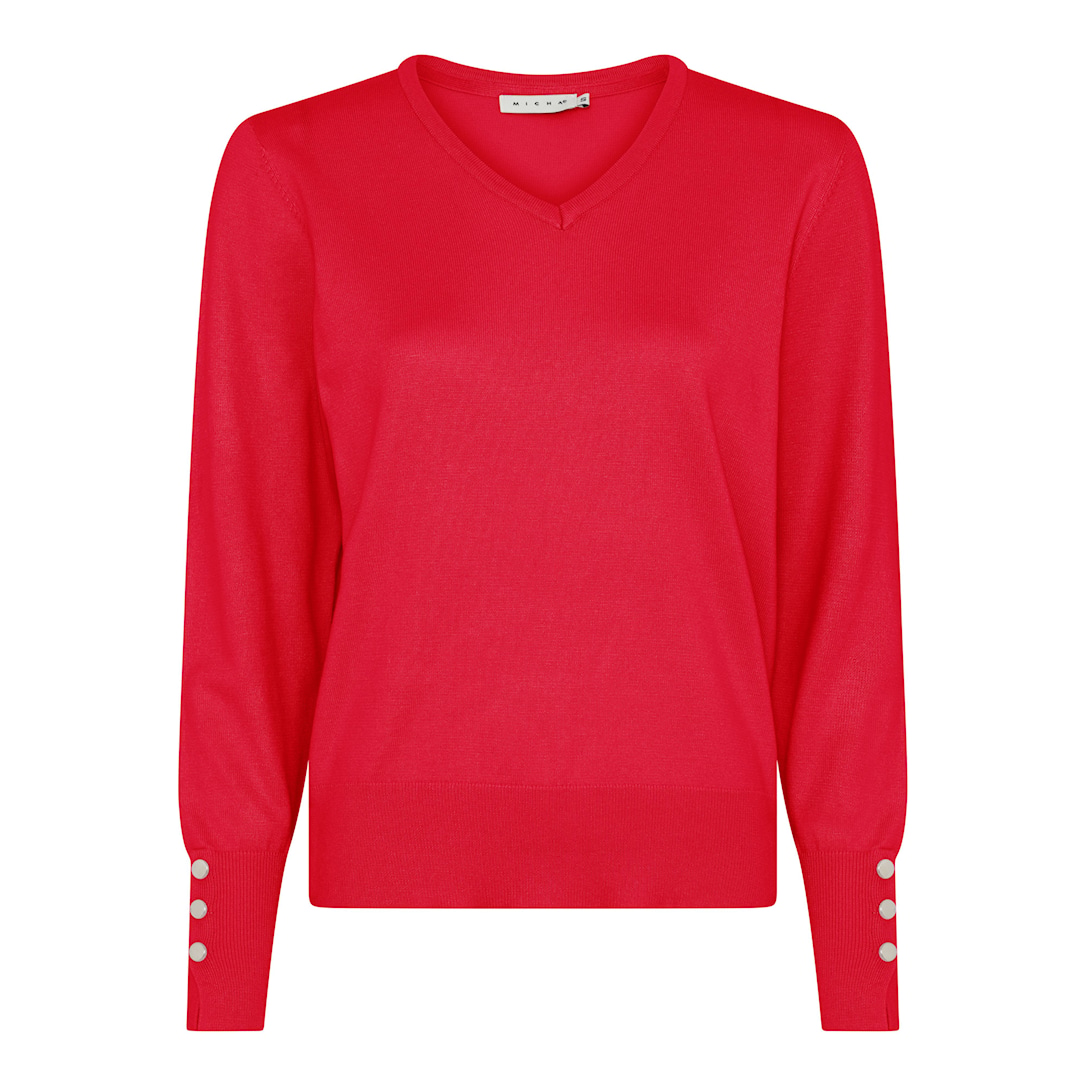 MICHA Efterårs Viscose Strik - Læbestiftrød - 4XL