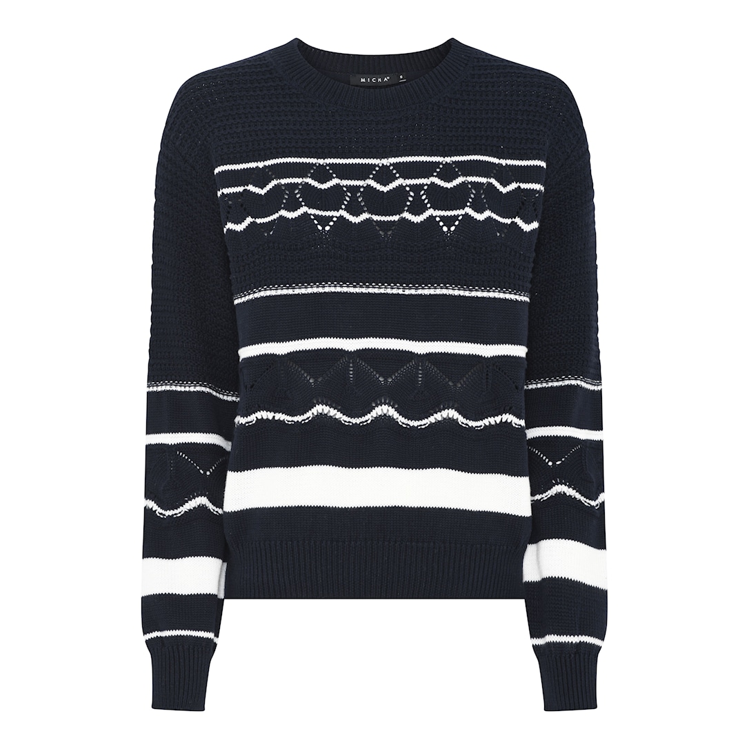 MICHA Stribet and Pattern Strik - Navy/Offwhite - L