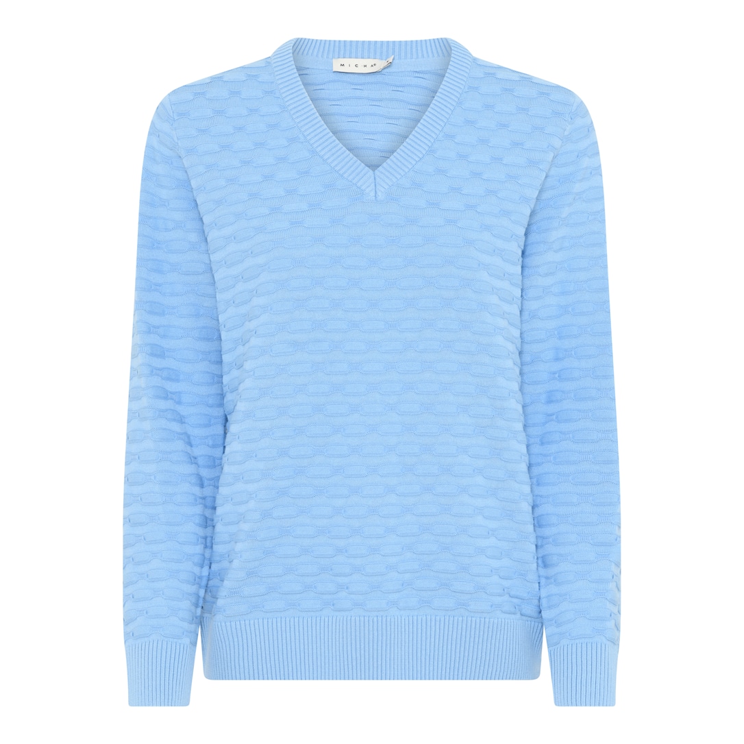 MICHA Bomuld Forårs Strik - Himmelblå - XL