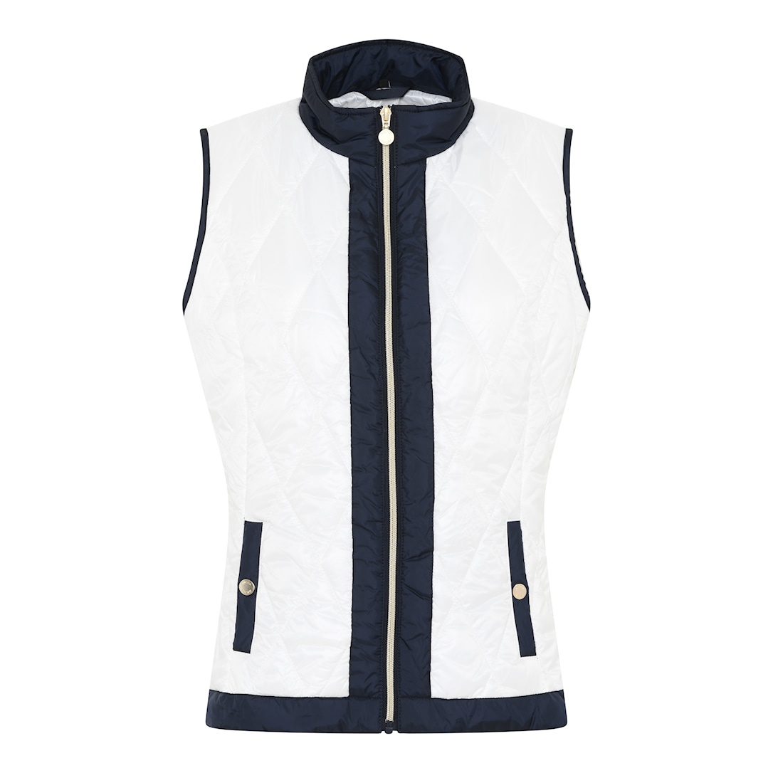 MICHA Top Ny Forårs Quilt - Offwhite/Navy - Str. 48