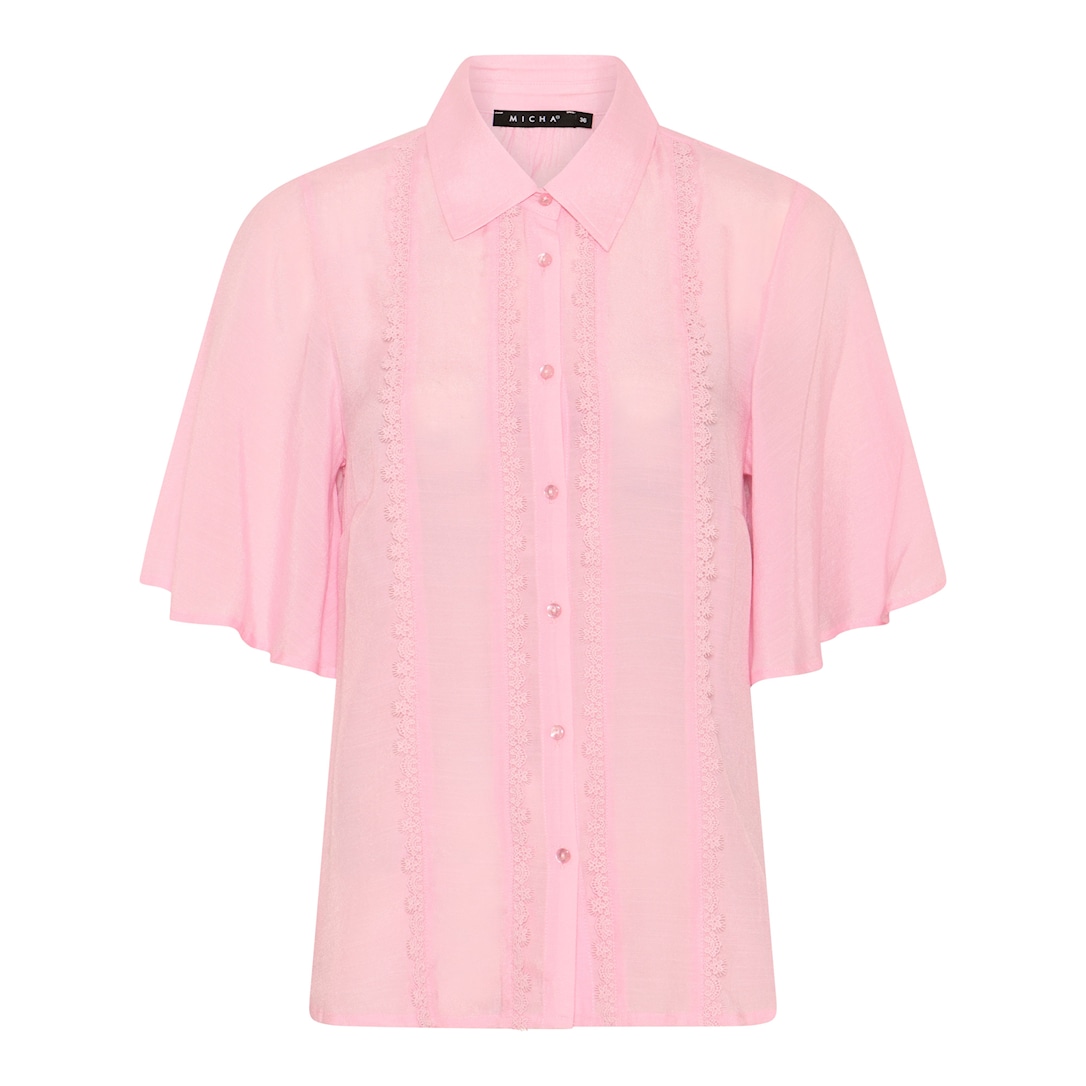 MICHA Bluse Dame Viscose med Detalje - Perlerosa - Str. 34