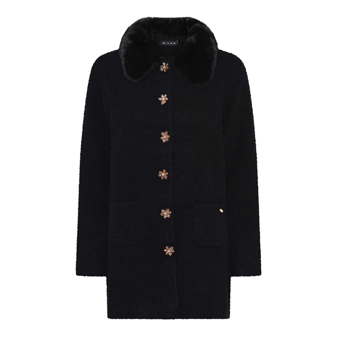 Cardigan with Fur Collar
